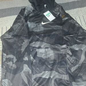 Nike Black and Gray Camouflage Hoodie